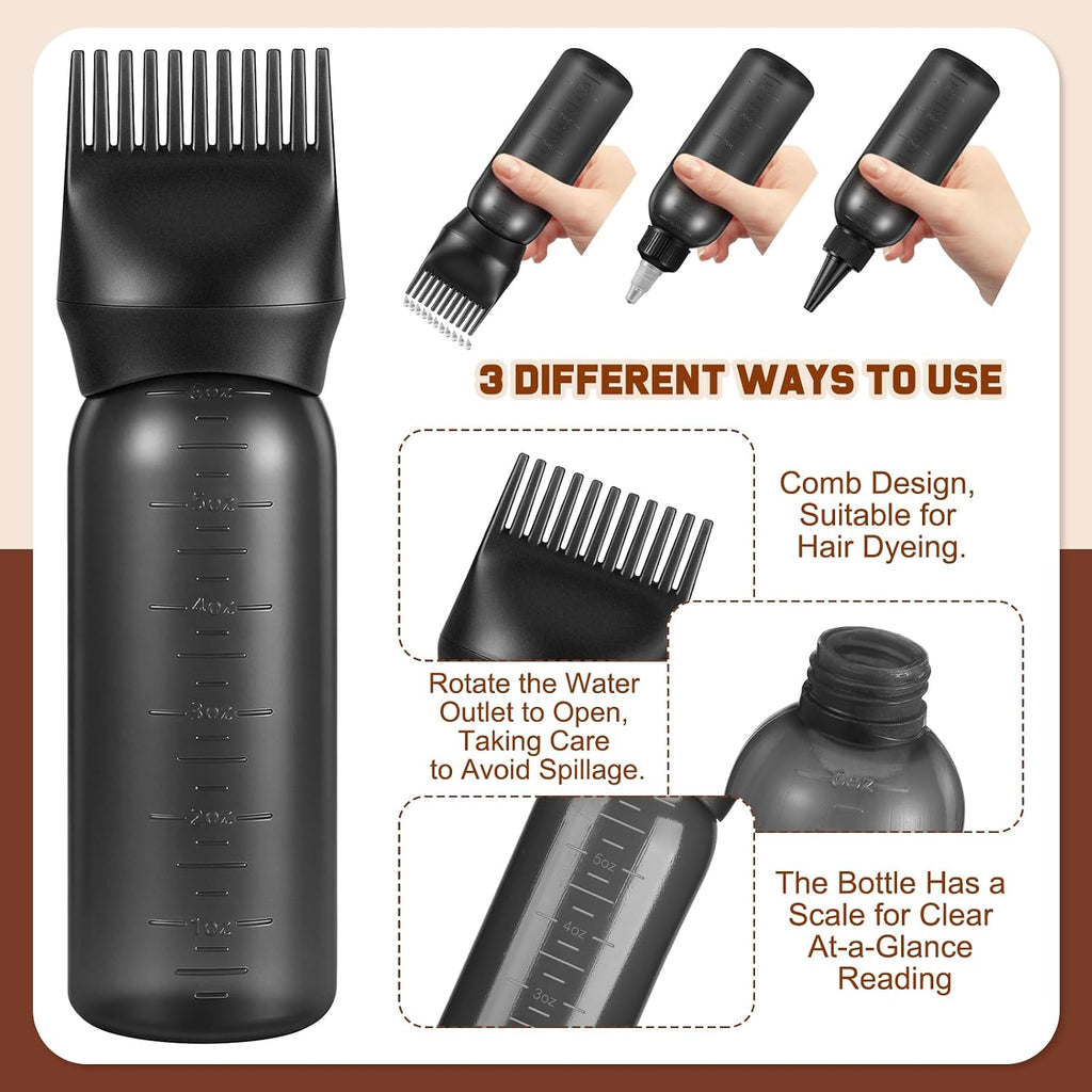 6 in 1 Set Wooden Head Scalp Massager Comb Tool Hair Gua Sha Comb with 6 OZ Hair Oil Applicator Bottle Spray Bottle for Relaxation