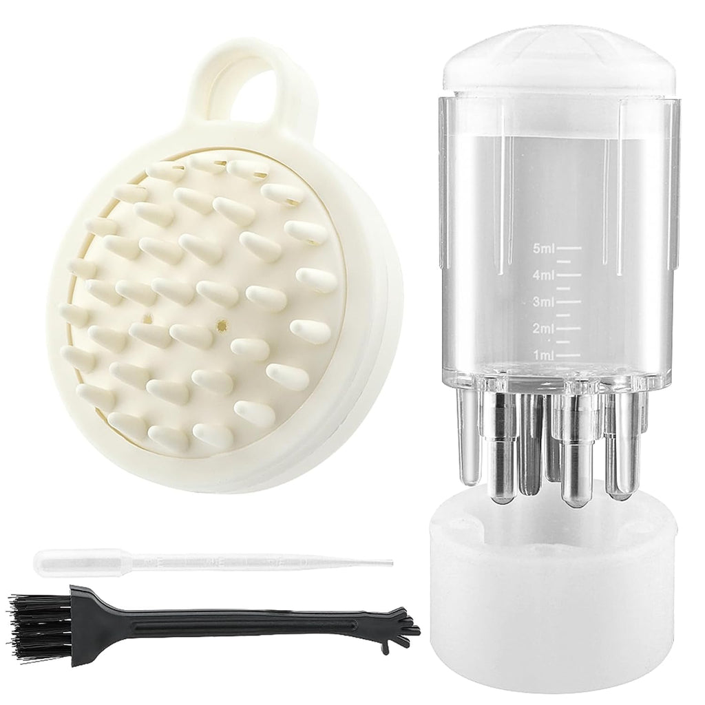 4Pcs Scalp Applicator Comb Set with Scalp Applicator Comb, Hair Comb and Hair Oil Applicator Bottle Brush for Scalp Massager and Hair Growth Care(White)