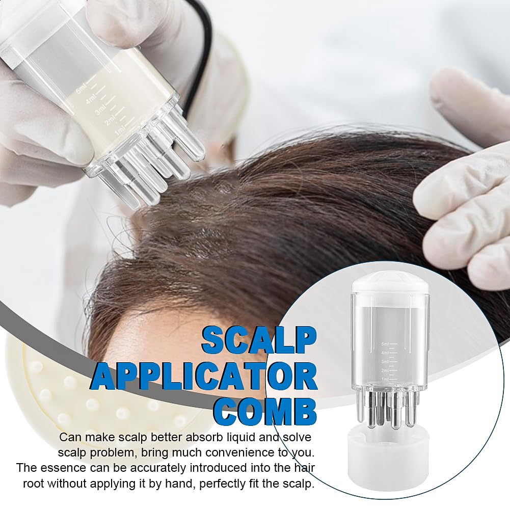 4Pcs Scalp Applicator Comb Set with Scalp Applicator Comb, Hair Comb and Hair Oil Applicator Bottle Brush for Scalp Massager and Hair Growth Care(White)