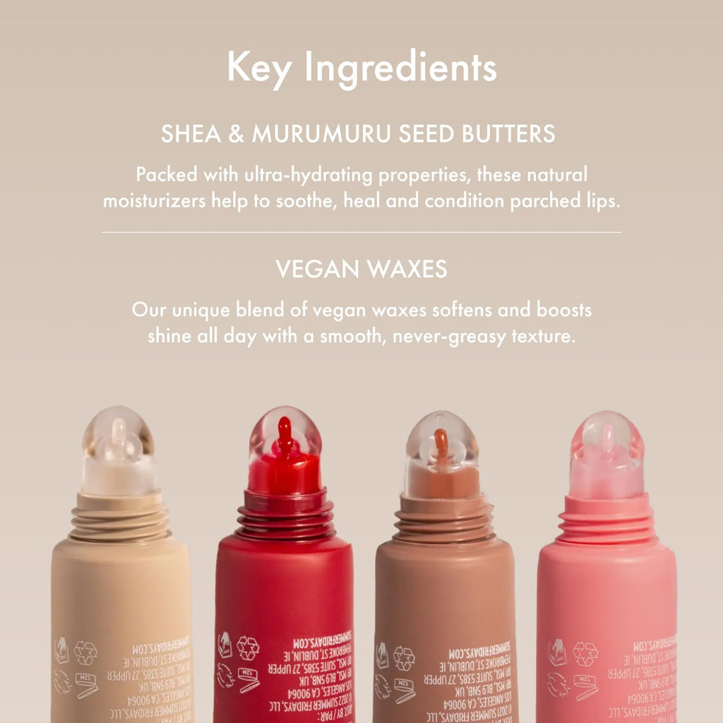 Lip Butter Balm - Hydrating Overnight Lip Mask + Clear Gloss for Instant Shine - with Nourishing Shea Butter - Everyday Makeup + Skincare Summer Essentials - Vegan - Sweet Mint (.5 Oz)