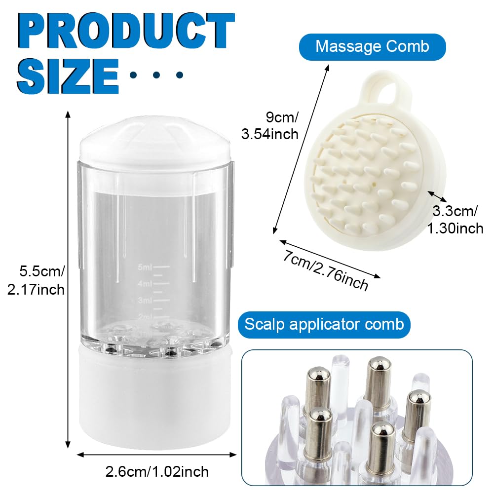 4Pcs Scalp Applicator Comb Set with Scalp Applicator Comb, Hair Comb and Hair Oil Applicator Bottle Brush for Scalp Massager and Hair Growth Care(White)