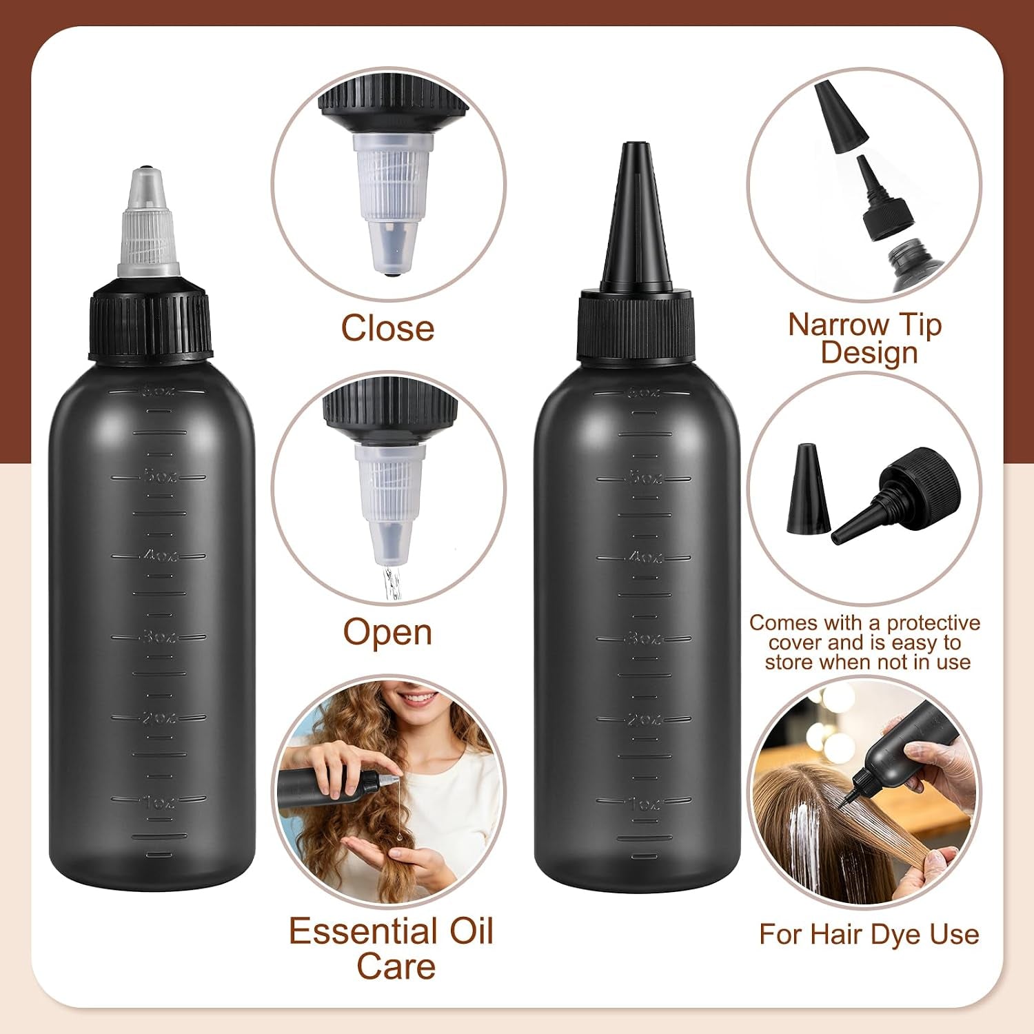 6 in 1 Set Wooden Head Scalp Massager Comb Tool Hair Gua Sha Comb with 6 OZ Hair Oil Applicator Bottle Spray Bottle for Relaxation