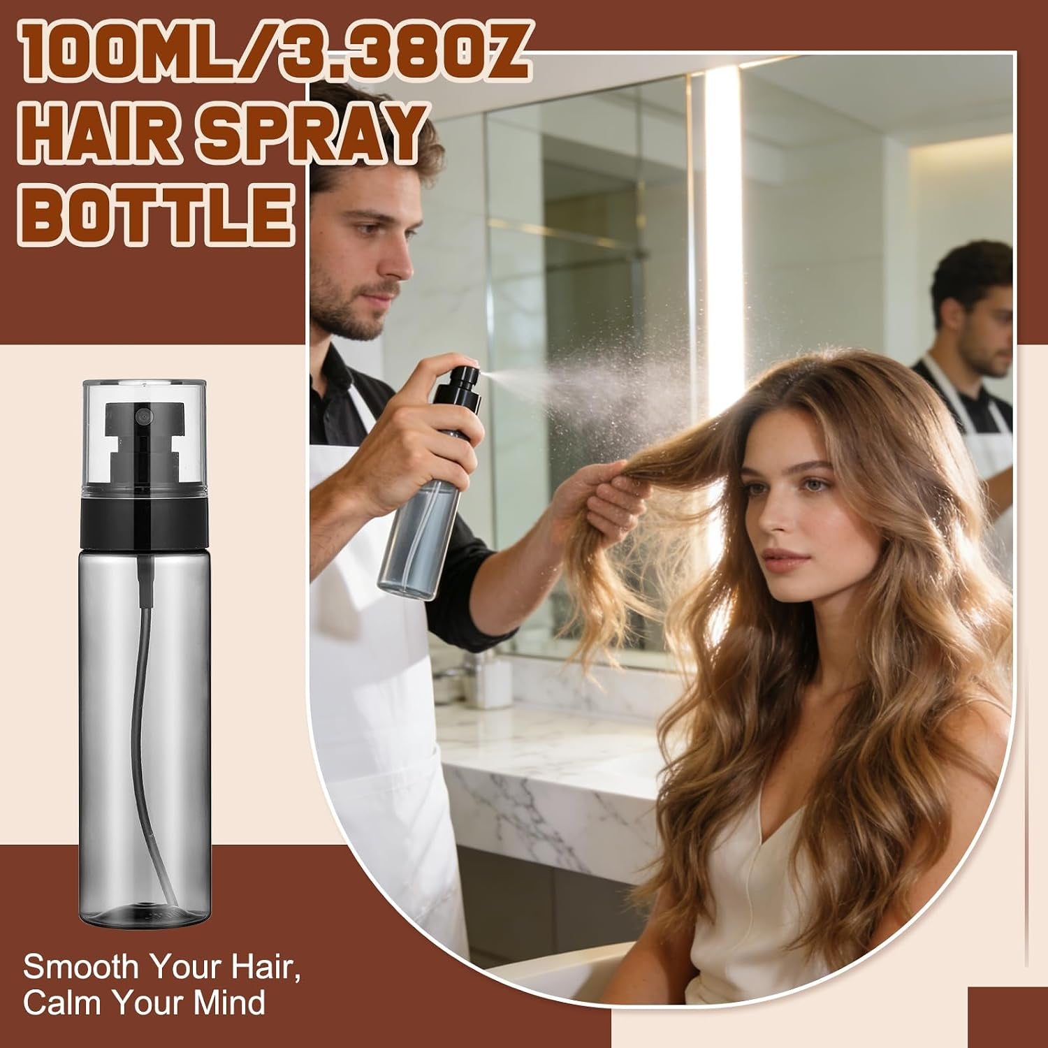 6 in 1 Set Wooden Head Scalp Massager Comb Tool Hair Gua Sha Comb with 6 OZ Hair Oil Applicator Bottle Spray Bottle for Relaxation